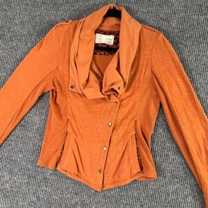 Saturday Sunday Anthropologie Womens S Orange Shawl Collar Jacket Indie‎ Sleaze